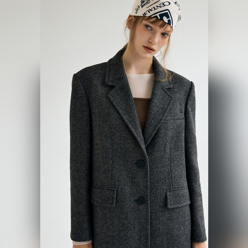 MIXXO Gray Wool  Blend oversized Blazer  jacket Small